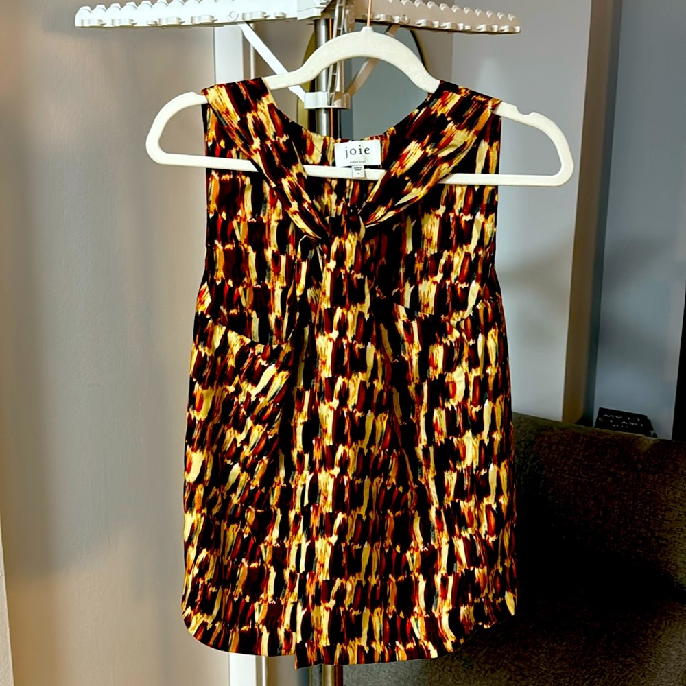 Joie Silk Sleeveless top, Multi-color Pattern